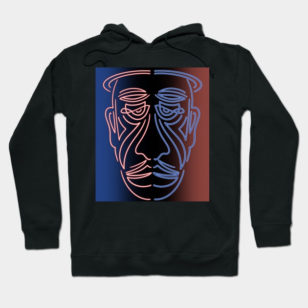 Sad man’s face line drawing in light and shadows Hoodie by DaveDanchuk